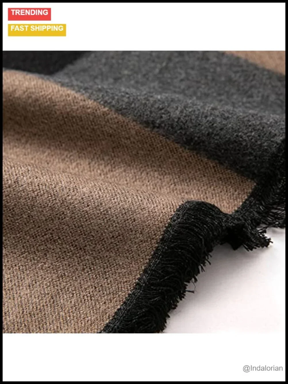 Merino Wool Long Scarf with Fringes, Lightweight Warm Winter Classic